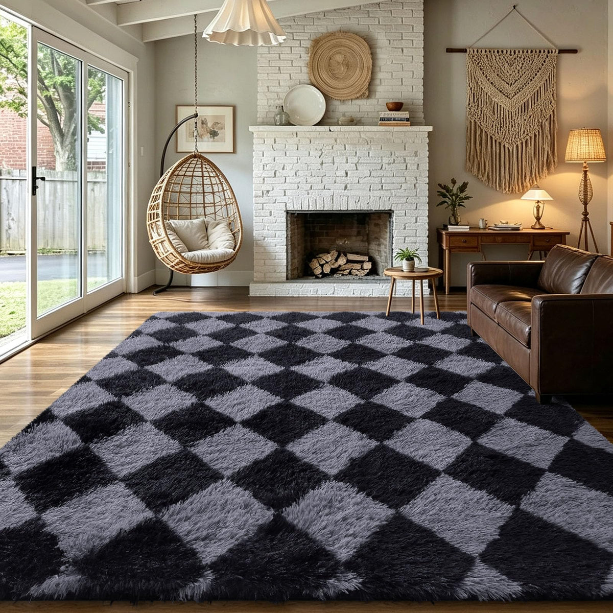 Homaxy Hochflor Waschbar Großer Teppich Wohnzimmer 120 x 160 cm Beige&Creme