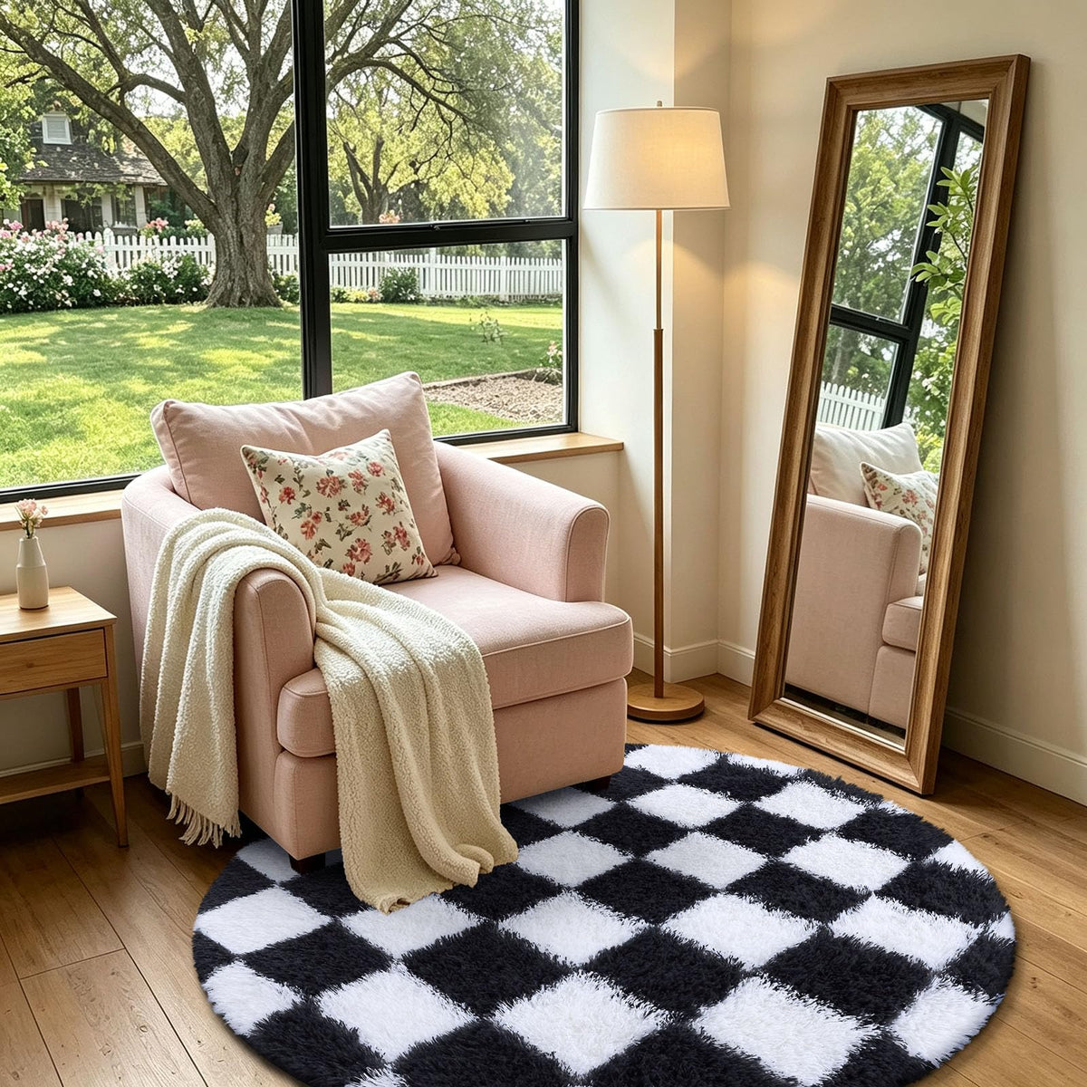 Homaxy Hochflor Waschbar Großer Teppich Wohnzimmer 120 x 160 cm Beige&Creme