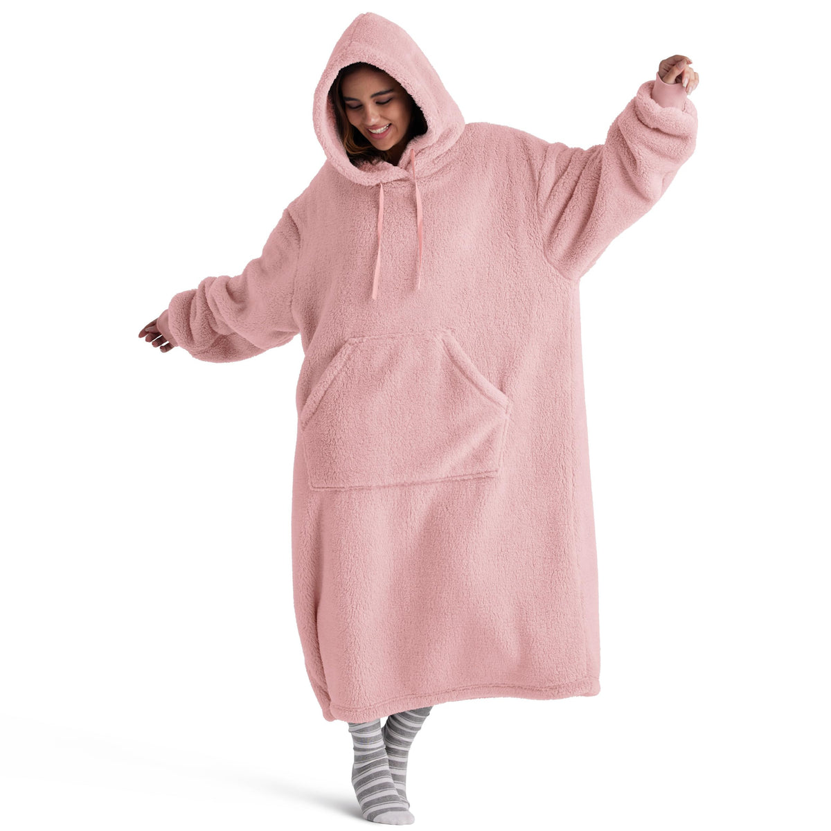 BEDSURE Hoodie Decke mit Ärmeln - Grau 129x75 cm, Kuscheldecke als Geschenk