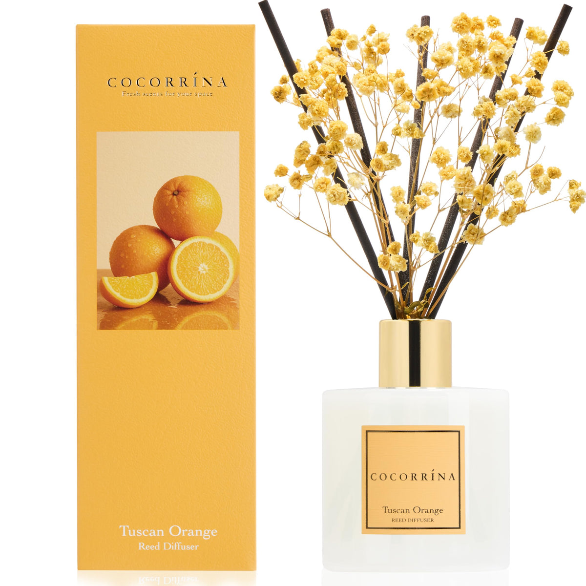 COCORRÍNA Raumduft Reed Diffuser mit 8 Duftstäbchen 200ml- Sauberes Leinen, Natürlich, Langanhaltend, Home Duft ätherisches Öl Reed Diffusor für Badezimmer Regal Dekoration