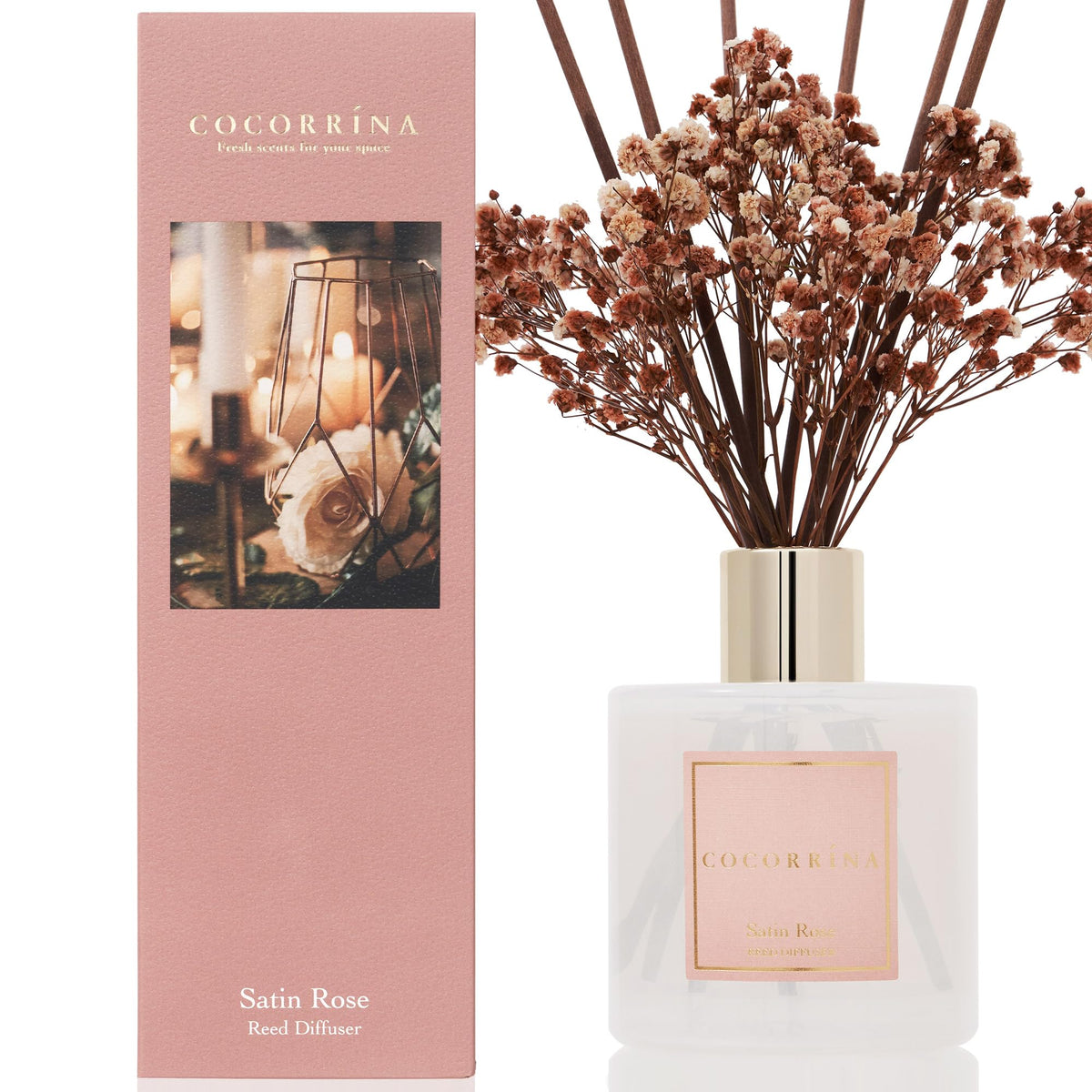 COCORRÍNA Raumduft Reed Diffuser mit 8 Duftstäbchen 200ml- Sauberes Leinen, Natürlich, Langanhaltend, Home Duft ätherisches Öl Reed Diffusor für Badezimmer Regal Dekoration