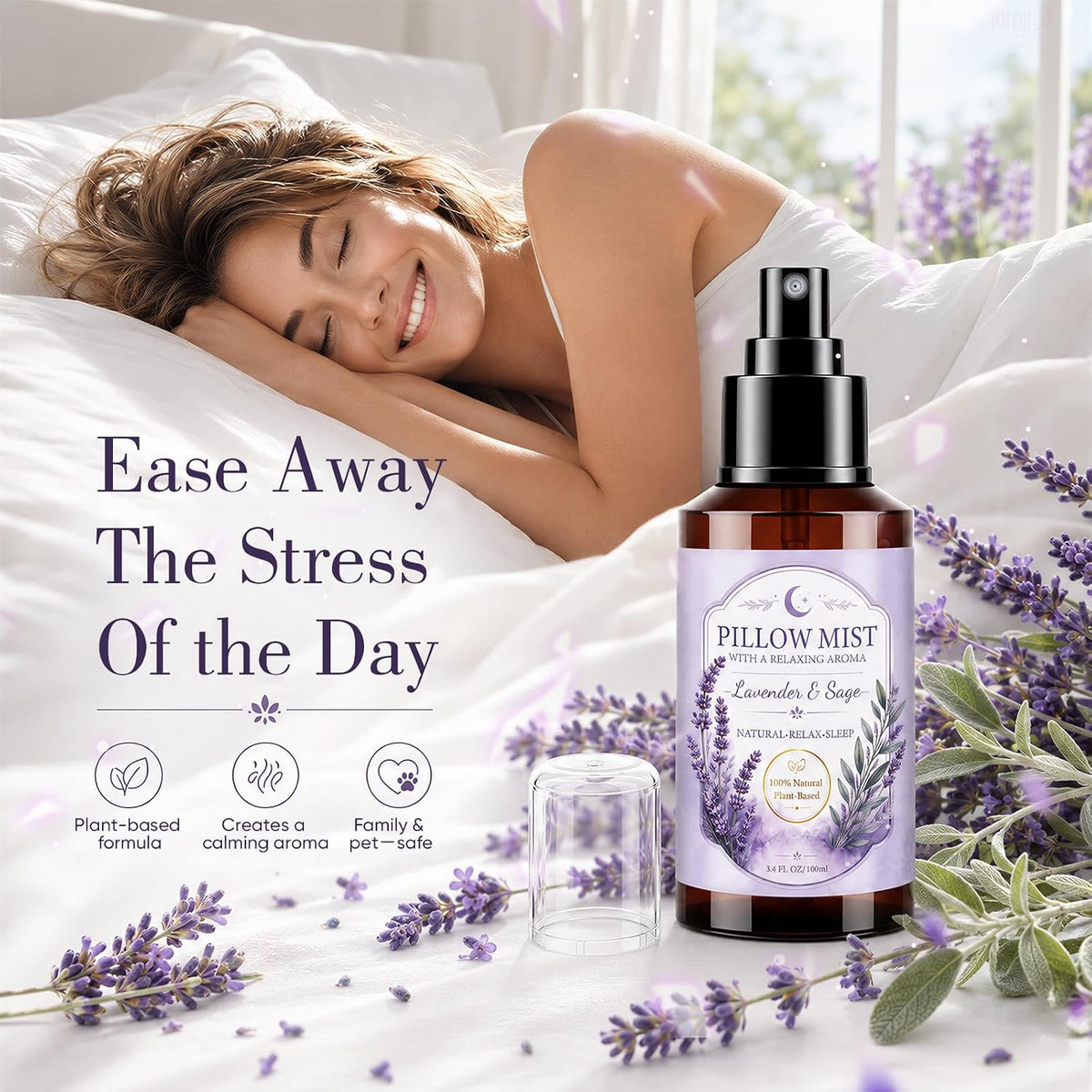 Lavendelspray Duftkerze Geschenkset für Frauen - Lavendel Spray für Kopfkissen - Kerzen für Entspannung, Blumig & frisch - Lavendel Kissenspray & Raumduft, Geburtstag, Weihnachten Geschenk für Sie