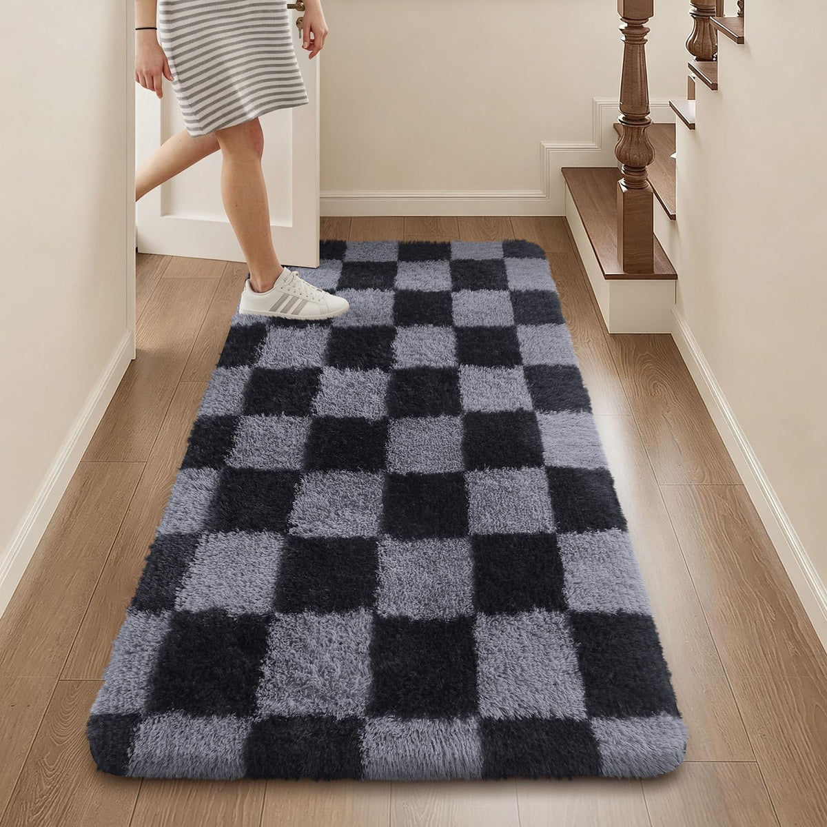 Homaxy Hochflor Waschbar Großer Teppich Wohnzimmer 120 x 160 cm Beige&Creme