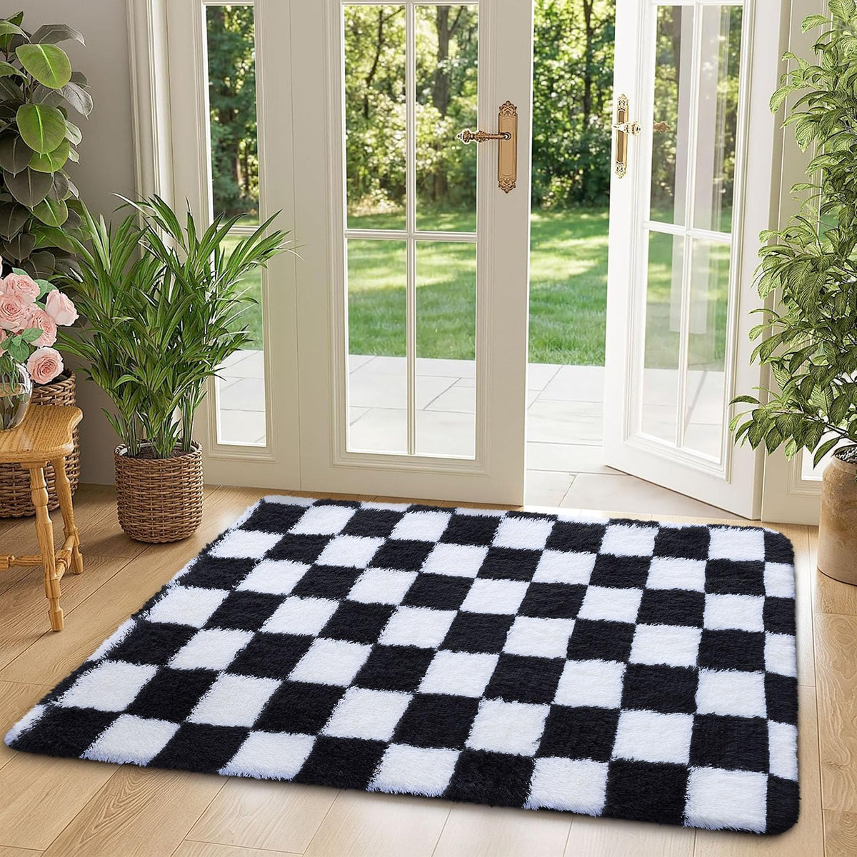 Homaxy Hochflor Waschbar Großer Teppich Wohnzimmer 120 x 160 cm Beige&Creme