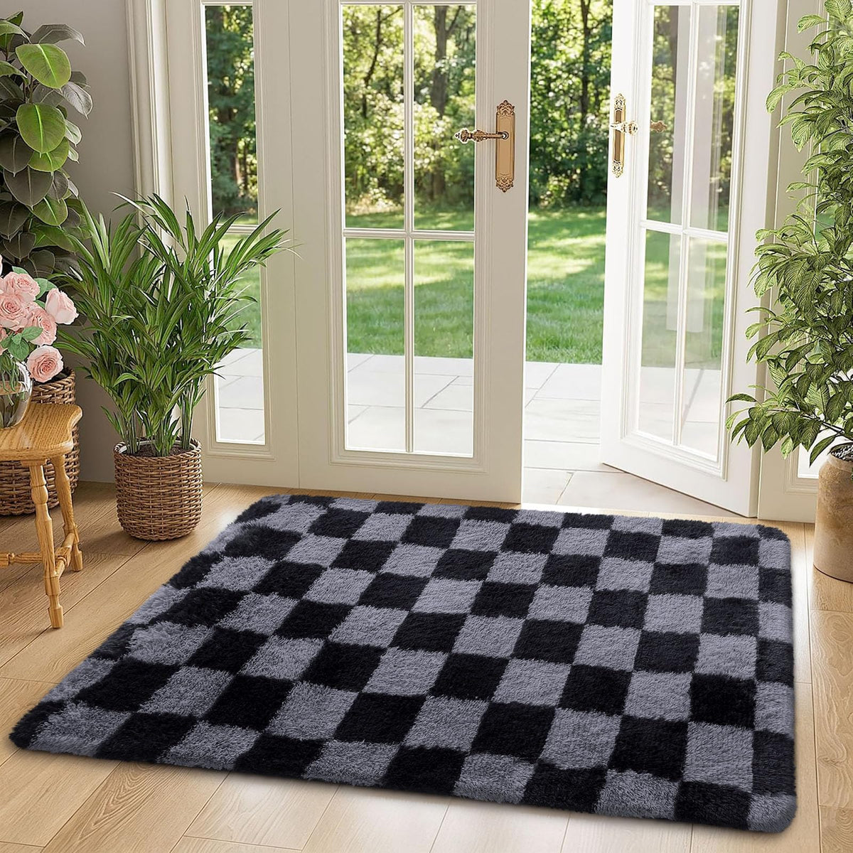 Homaxy Hochflor Waschbar Großer Teppich Wohnzimmer 120 x 160 cm Beige&Creme