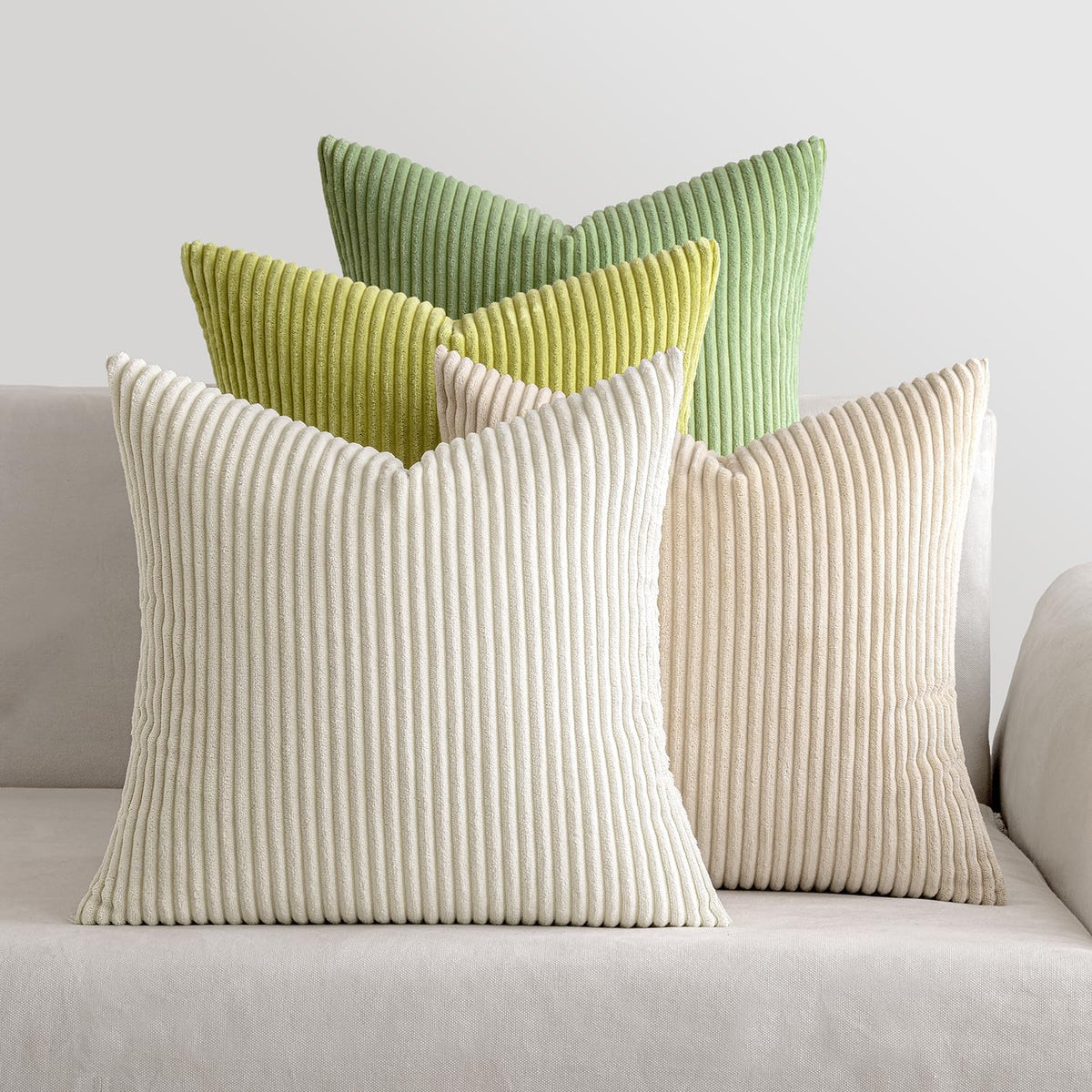 MIULEE Kissenbezug 40x40 4er Set Kordsamt Kissenhülle sofakissen Green