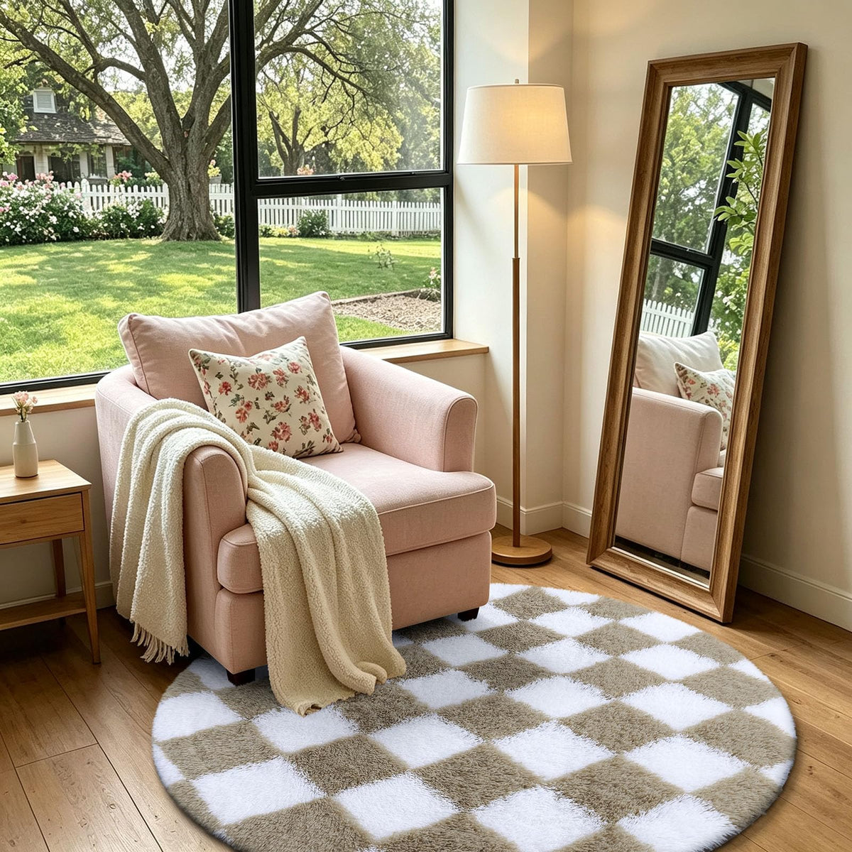 Homaxy Hochflor Waschbar Großer Teppich Wohnzimmer 120 x 160 cm Beige&Creme