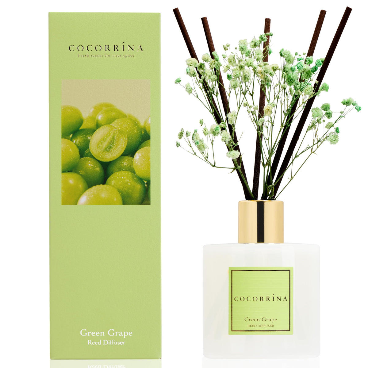 COCORRÍNA Raumduft Reed Diffuser mit 8 Duftstäbchen 200ml- Sauberes Leinen, Natürlich, Langanhaltend, Home Duft ätherisches Öl Reed Diffusor für Badezimmer Regal Dekoration