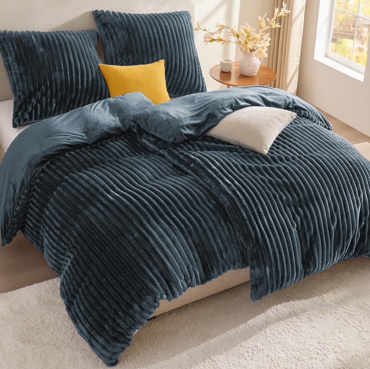 BEDELITE Flanell Bettwäsche 200x200 3teilig Plüsch, Fleece Winter Bettbezug