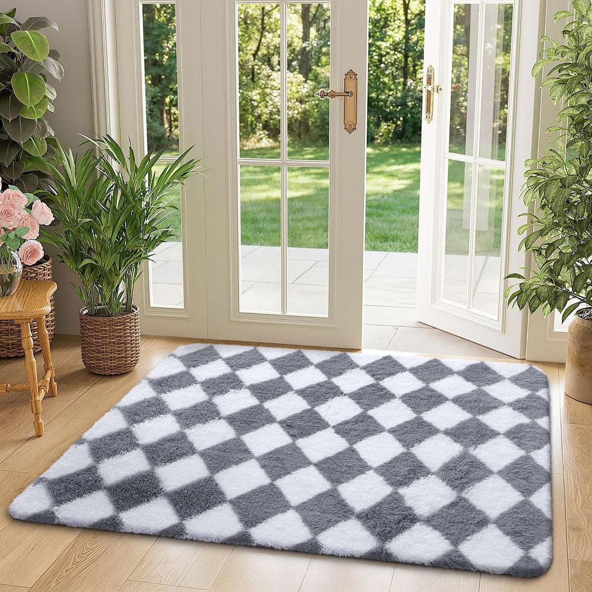 Homaxy Hochflor Waschbar Großer Teppich Wohnzimmer 120 x 160 cm Beige&Creme