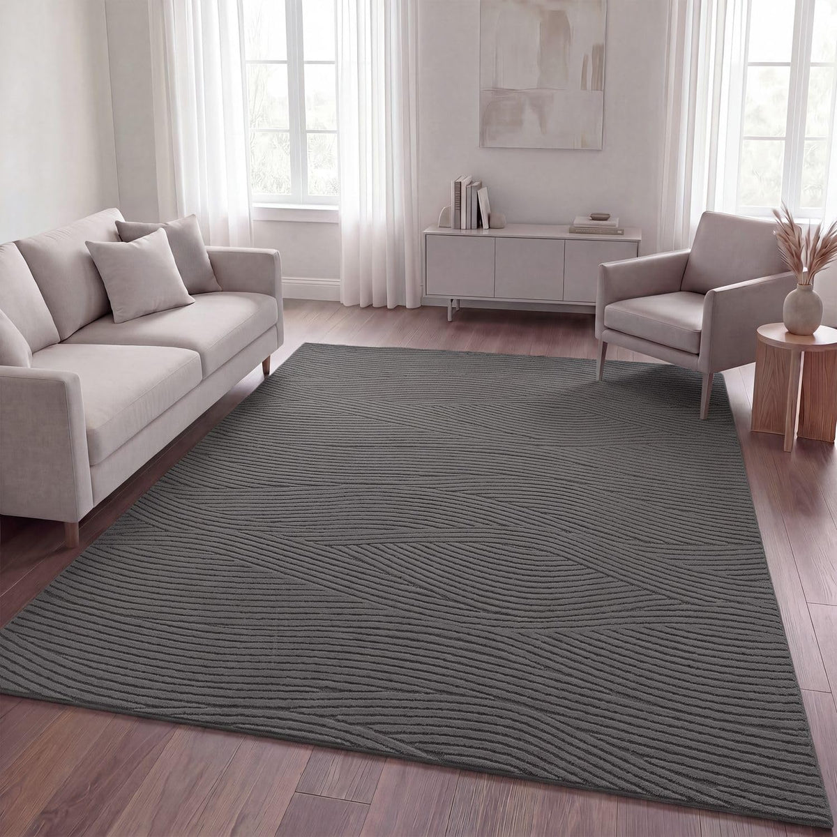 TT Home Wohnzimmer Teppich Schlafzimmer Hochflor Skandinavisches Design Unifarben Geometrisch Boho Style Modern Waschbar, Creme 1, 160x220 cm