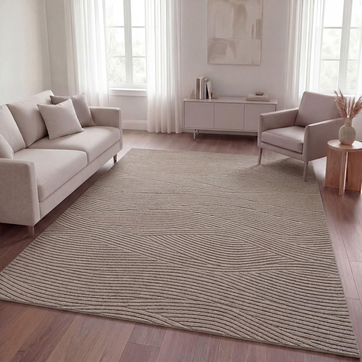 TT Home Wohnzimmer Teppich Schlafzimmer Hochflor Skandinavisches Design Unifarben Geometrisch Boho Style Modern Waschbar, Creme 1, 160x220 cm