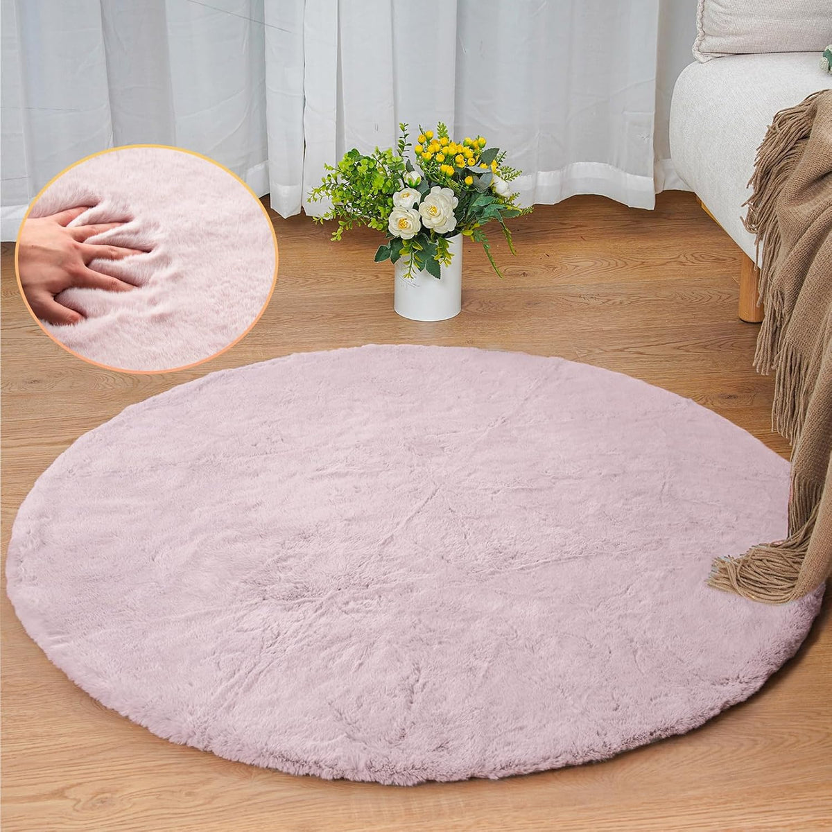 ORINOVA Teppich Schlafzimmer Beige Waschbar Flauschig 60x90 cm Fellteppich Kunstfell Wohnzimmer Kinderzimmer Teppich Weich Klein Deko Rechteckig