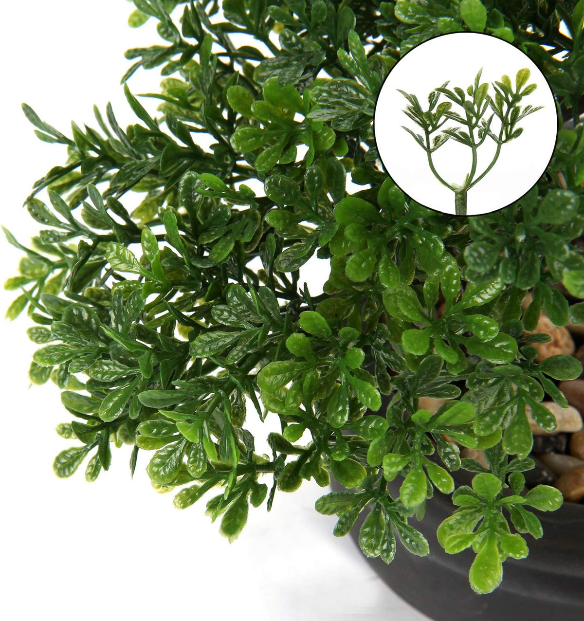 Briful Kunstbonsai Naturgetreue Künstliche Pflanze Kunstbaum Bonsai Zeder Kiefer Podocarpus Plastik Pflanze Kunstpflanze mit Keramik-Übertopf in Schwarz für Baddeko Desktop Büro Fensterbank