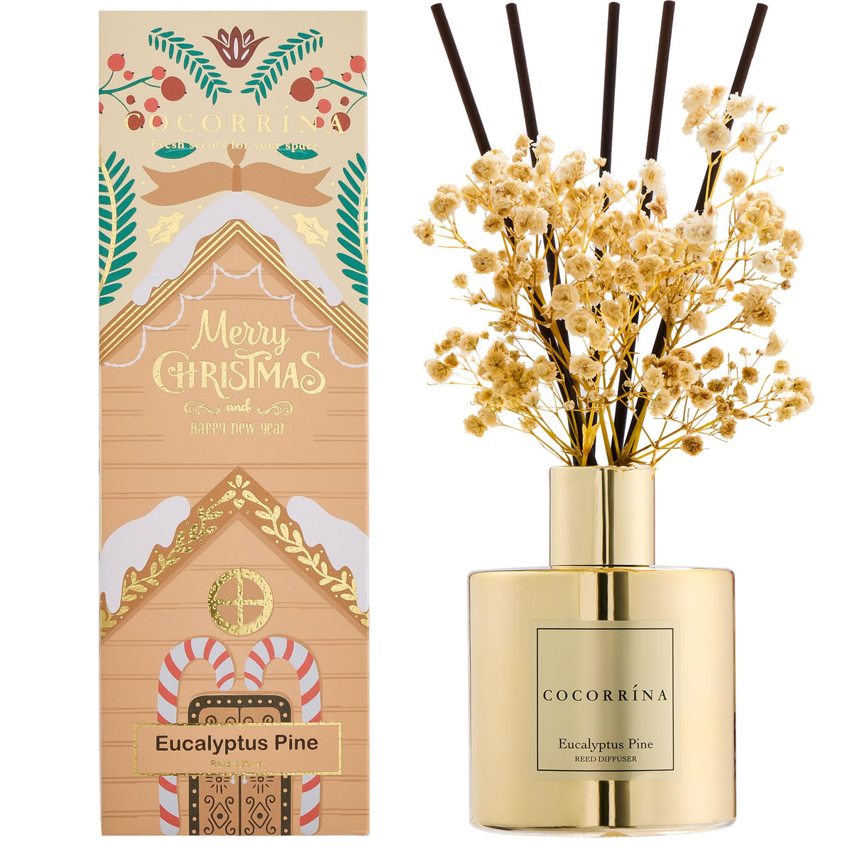 COCORRÍNA Raumduft Reed Diffuser mit 8 Duftstäbchen 200ml- Sauberes Leinen, Natürlich, Langanhaltend, Home Duft ätherisches Öl Reed Diffusor für Badezimmer Regal Dekoration