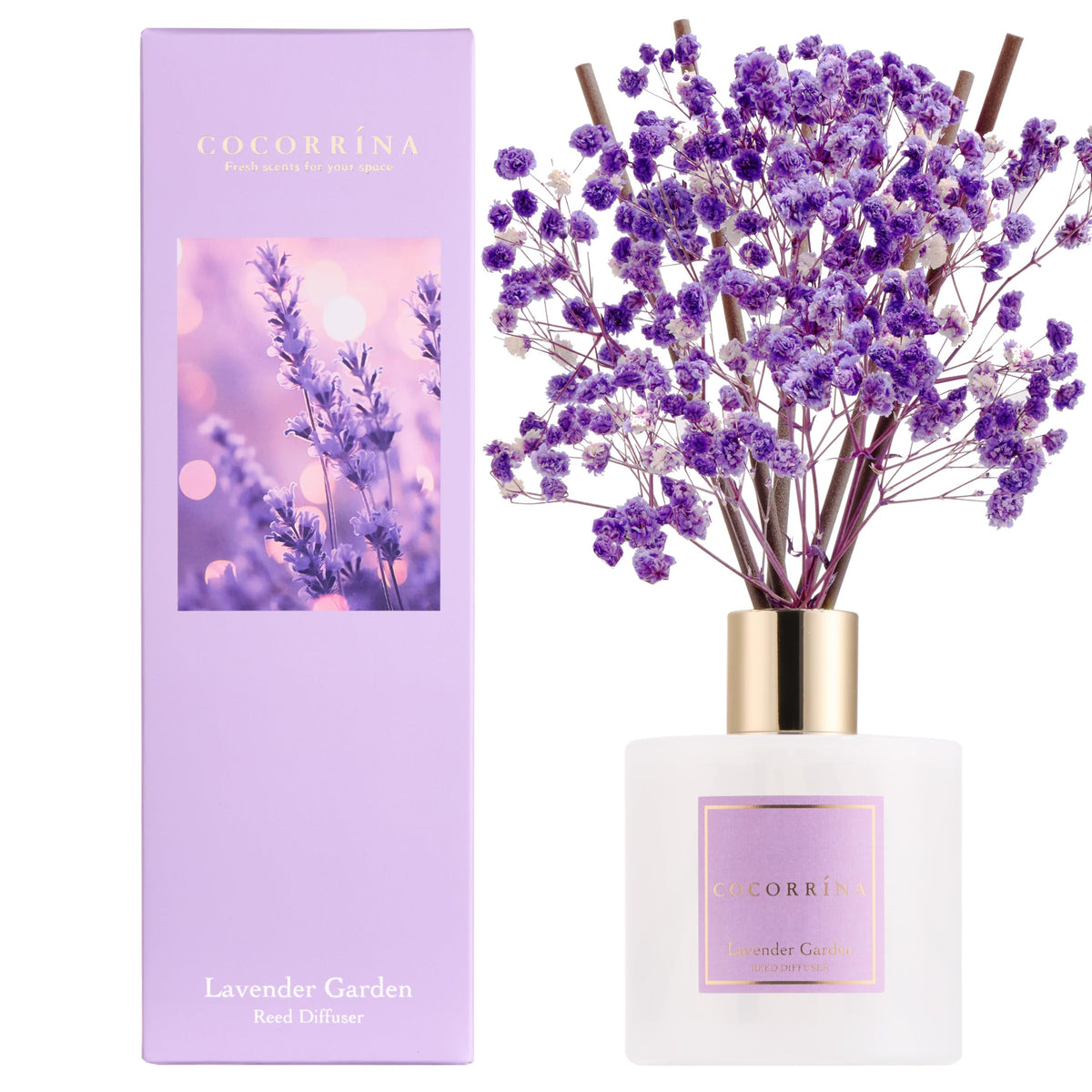 COCORRÍNA Raumduft Reed Diffuser mit 8 Duftstäbchen 200ml- Sauberes Leinen, Natürlich, Langanhaltend, Home Duft ätherisches Öl Reed Diffusor für Badezimmer Regal Dekoration
