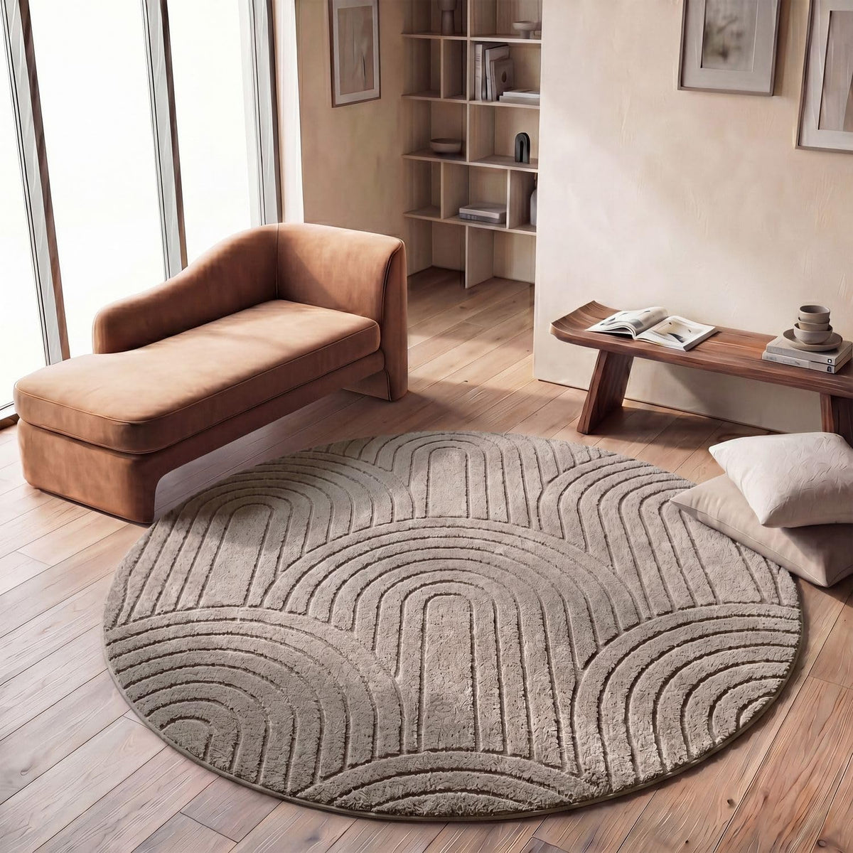 TT Home Wohnzimmer Teppich Schlafzimmer Hochflor Skandinavisches Design Unifarben Geometrisch Boho Style Modern Waschbar, Creme 1, 160x220 cm