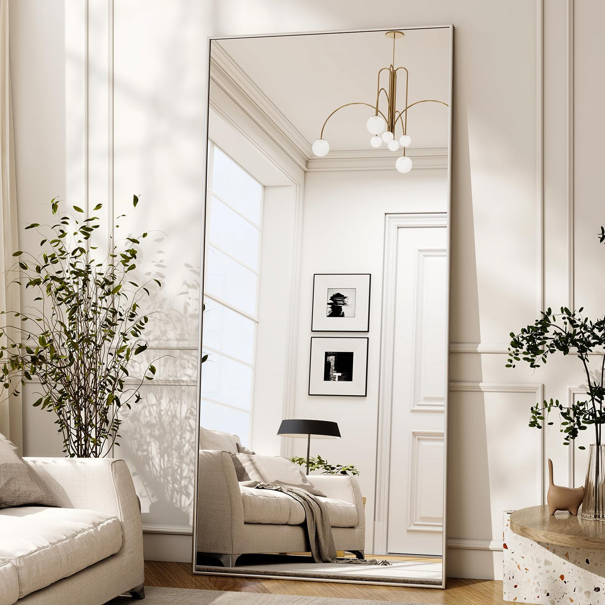Koonmi Standspiegel 163 x 53 cm, Ganzkörperspiegel Schwarz
