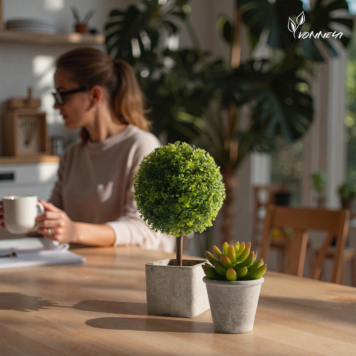 YVONNEYI 4Stück Kunstpflanze, 25.5/14.6 cm Künstliche Pflanzen wie echt für Deko Wohnzimmer, Klein Sukkulenten Künstliche für Office Schlafzimmer Badezimmer Küchen Zuhause Innen Deko