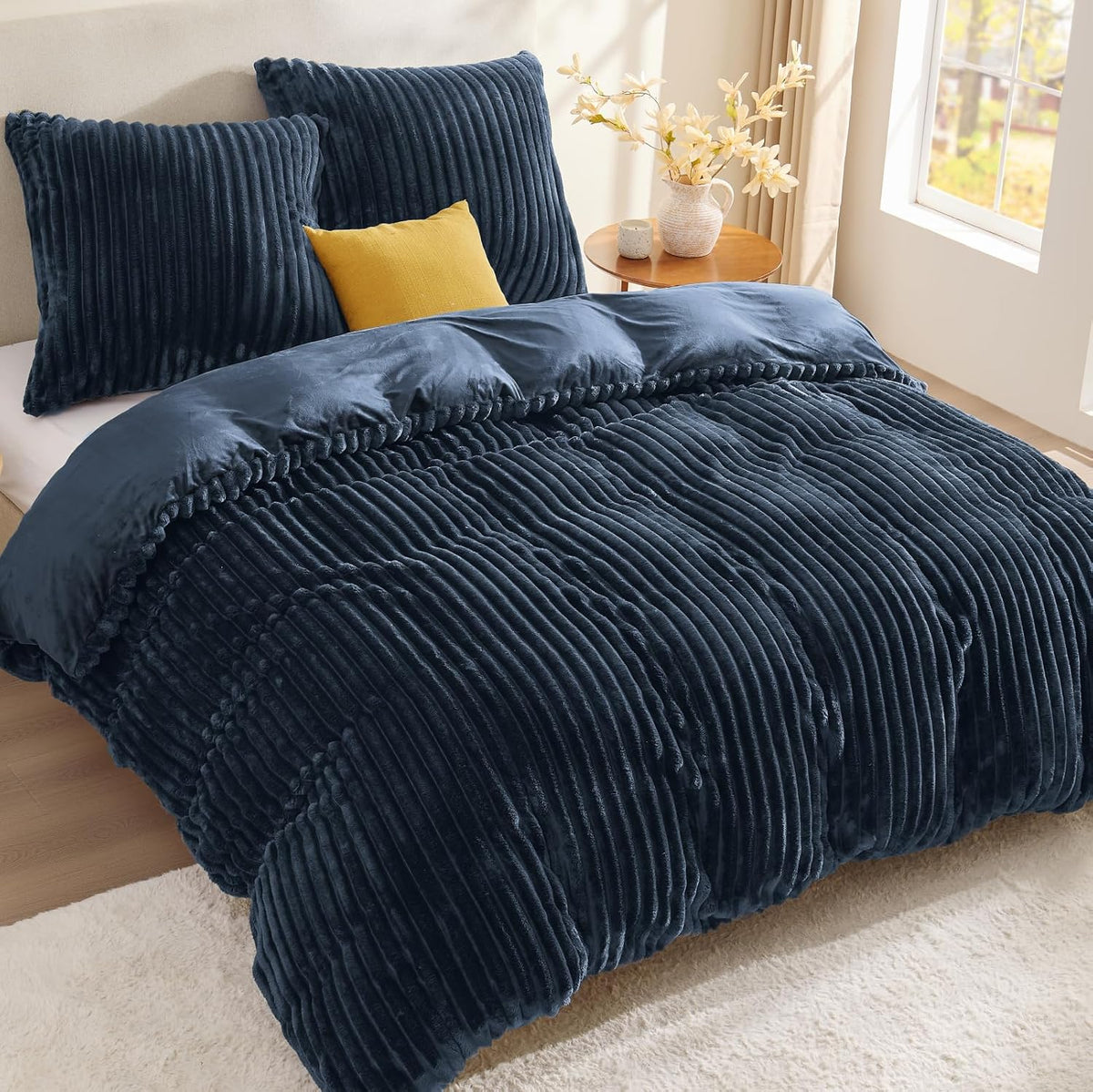 BEDELITE Flanell Bettwäsche 200x200 3teilig Plüsch, Fleece Winter Bettbezug
