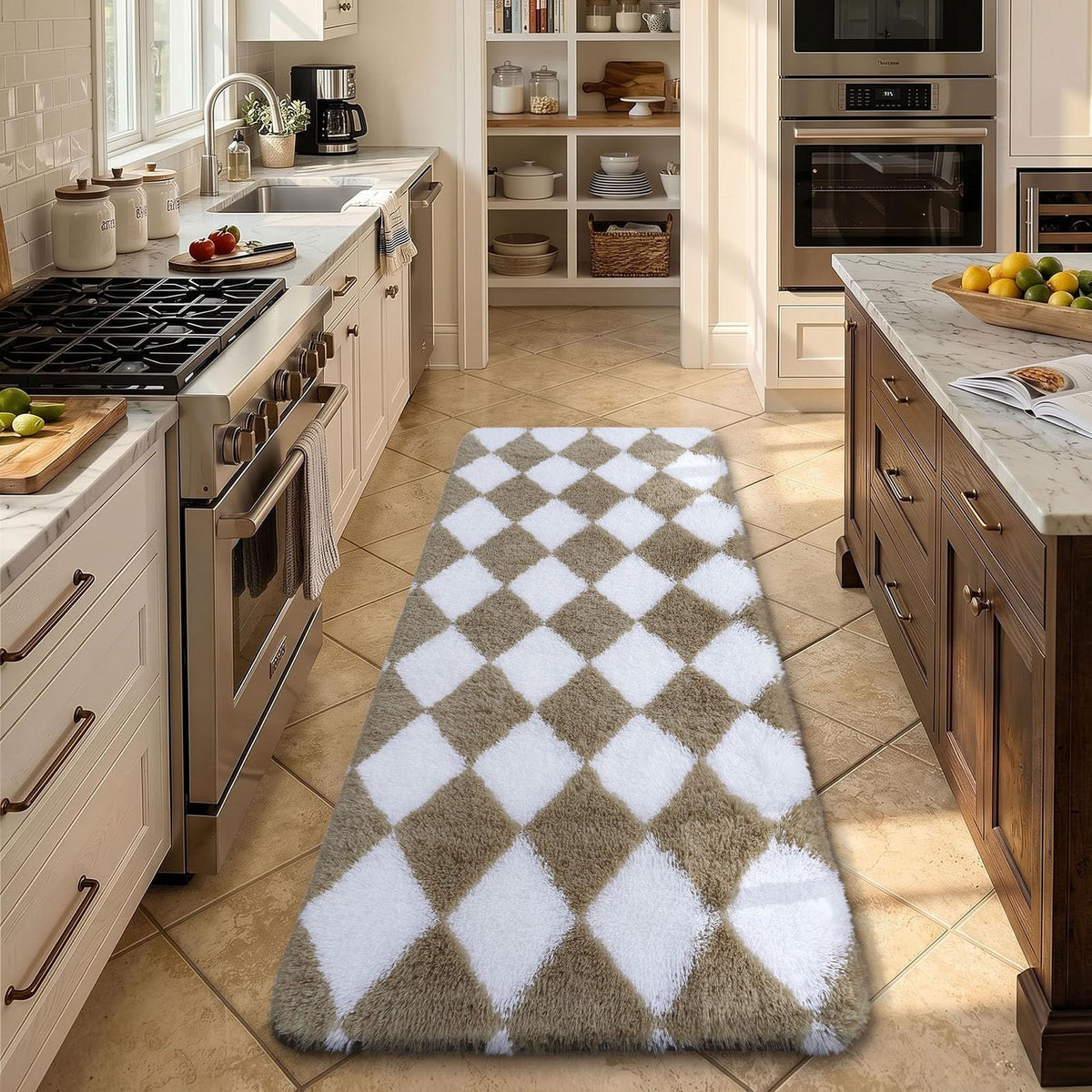 Homaxy Hochflor Waschbar Großer Teppich Wohnzimmer 120 x 160 cm Beige&Creme