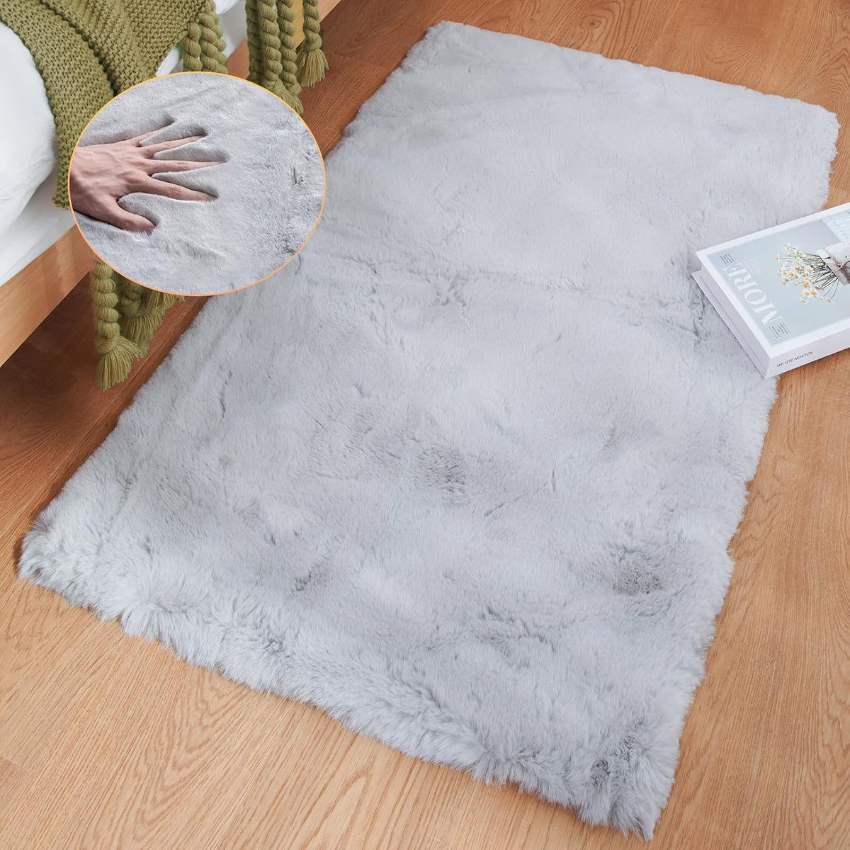 ORINOVA Teppich Schlafzimmer Beige Waschbar Flauschig 60x90 cm Fellteppich Kunstfell Wohnzimmer Kinderzimmer Teppich Weich Klein Deko Rechteckig