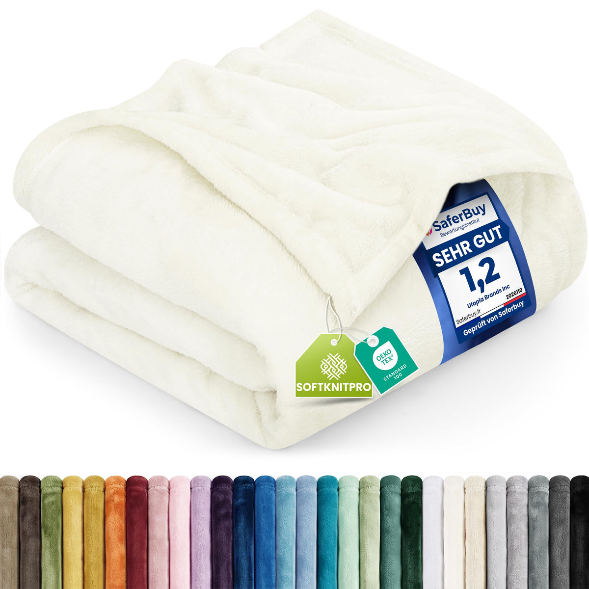Utopia Bedding Kuscheldecke flauschig Fleecedecke [150x200 cm, Grau]
