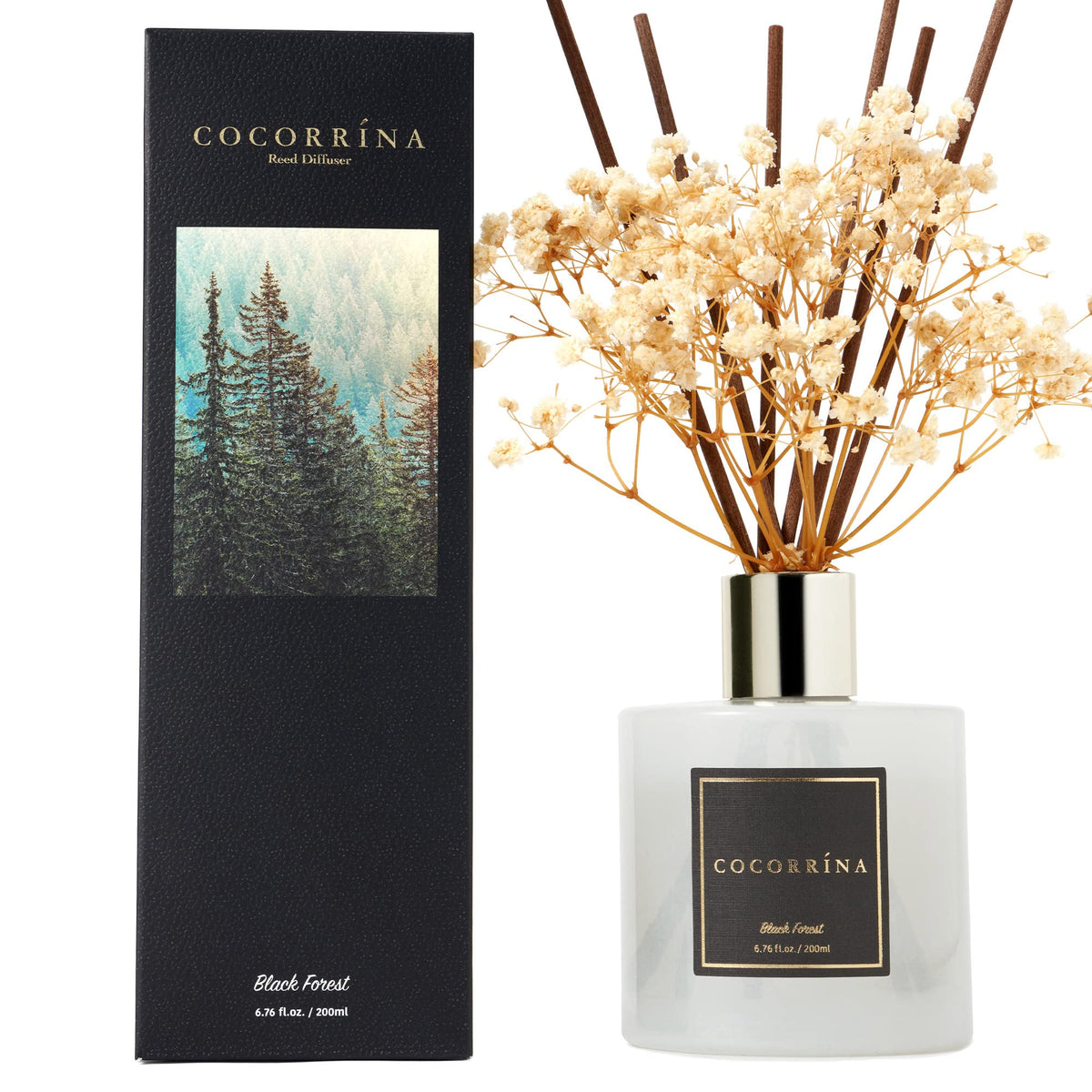 COCORRÍNA Raumduft Reed Diffuser mit 8 Duftstäbchen 200ml- Sauberes Leinen, Natürlich, Langanhaltend, Home Duft ätherisches Öl Reed Diffusor für Badezimmer Regal Dekoration
