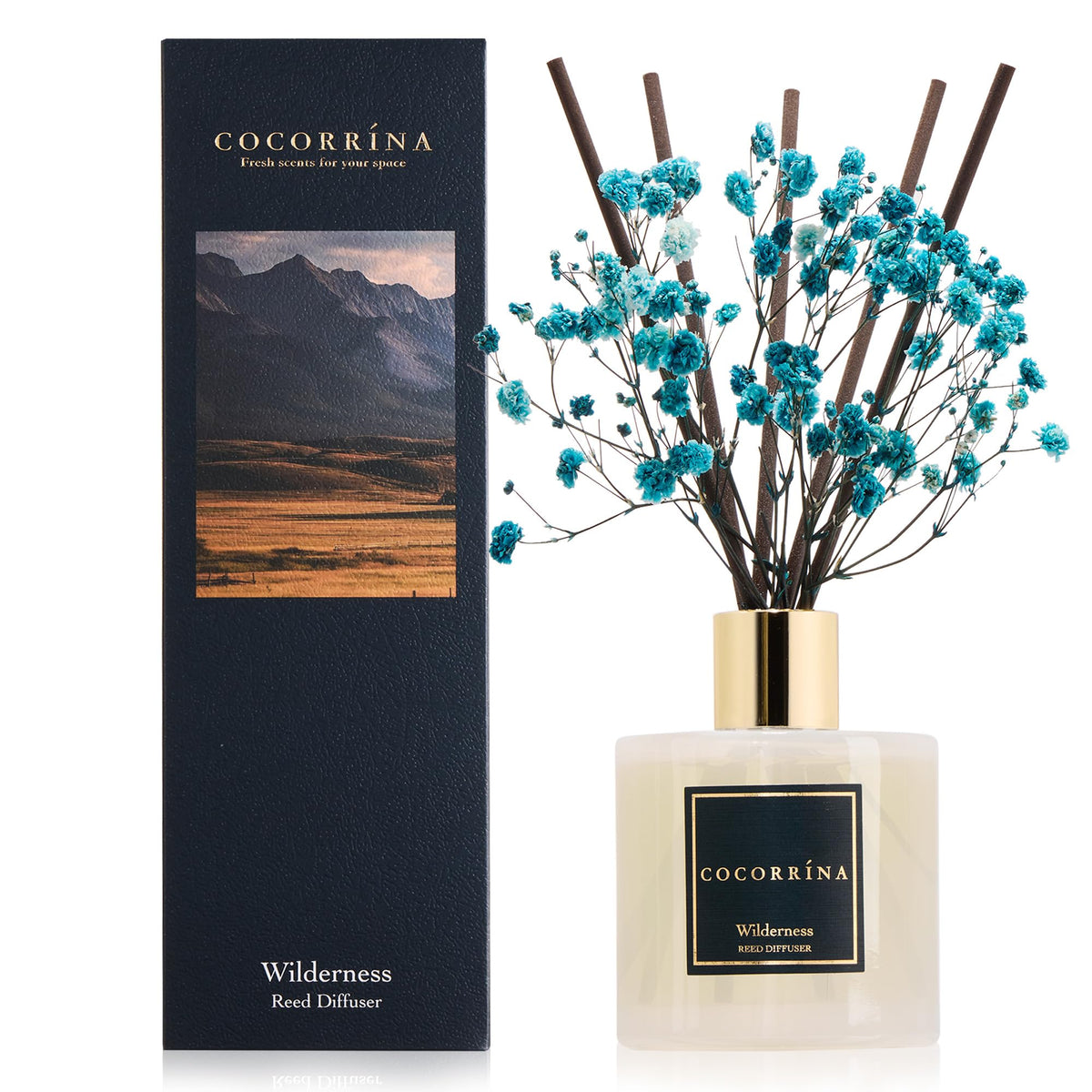 COCORRÍNA Raumduft Reed Diffuser mit 8 Duftstäbchen 200ml- Sauberes Leinen, Natürlich, Langanhaltend, Home Duft ätherisches Öl Reed Diffusor für Badezimmer Regal Dekoration
