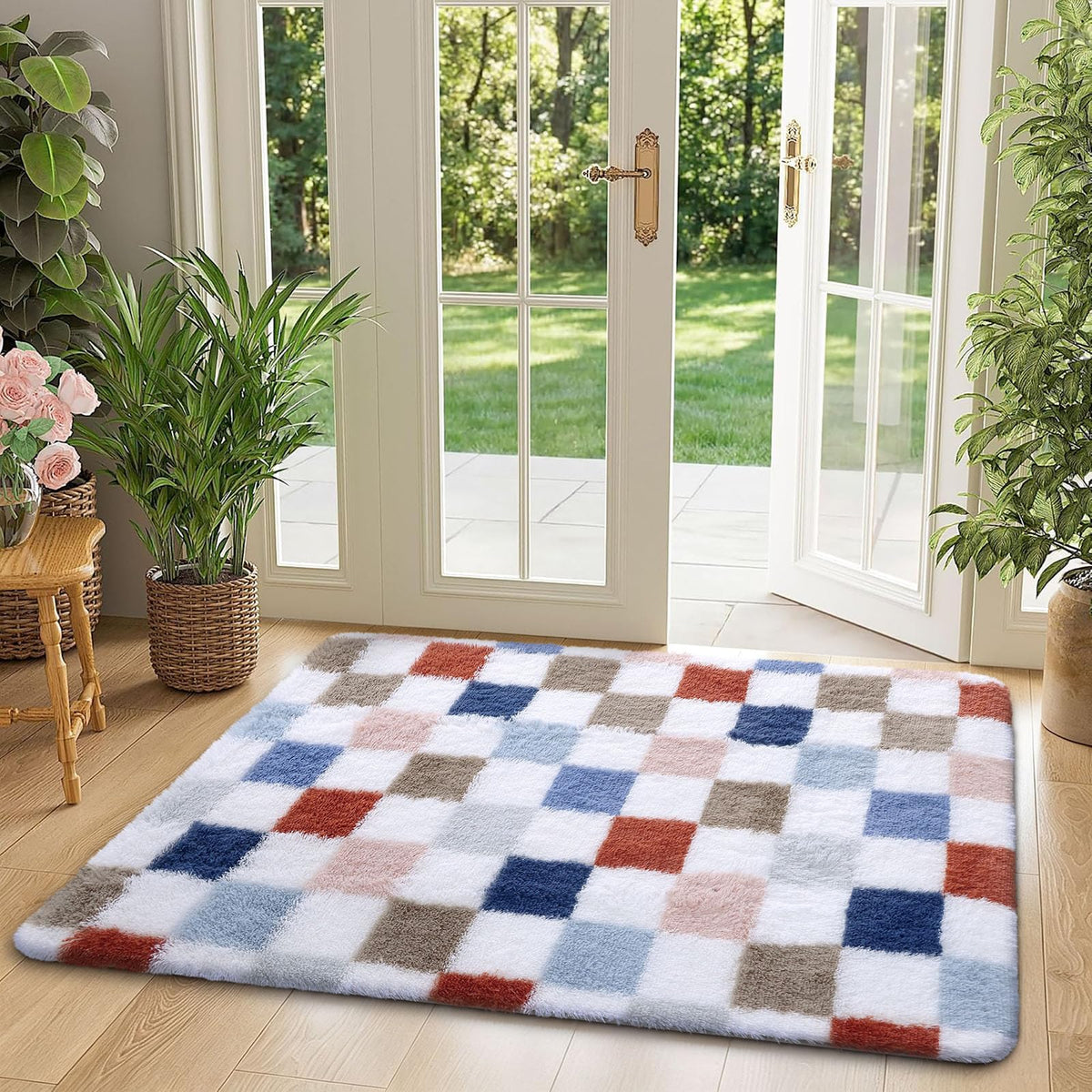 Homaxy Hochflor Waschbar Großer Teppich Wohnzimmer 120 x 160 cm Beige&Creme