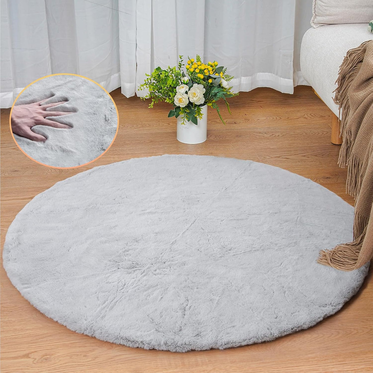 ORINOVA Teppich Schlafzimmer Beige Waschbar Flauschig 60x90 cm Fellteppich Kunstfell Wohnzimmer Kinderzimmer Teppich Weich Klein Deko Rechteckig