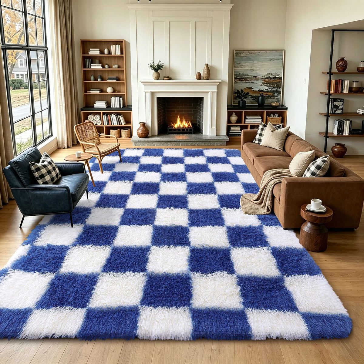 Homaxy Hochflor Waschbar Großer Teppich Wohnzimmer 120 x 160 cm Beige&Creme