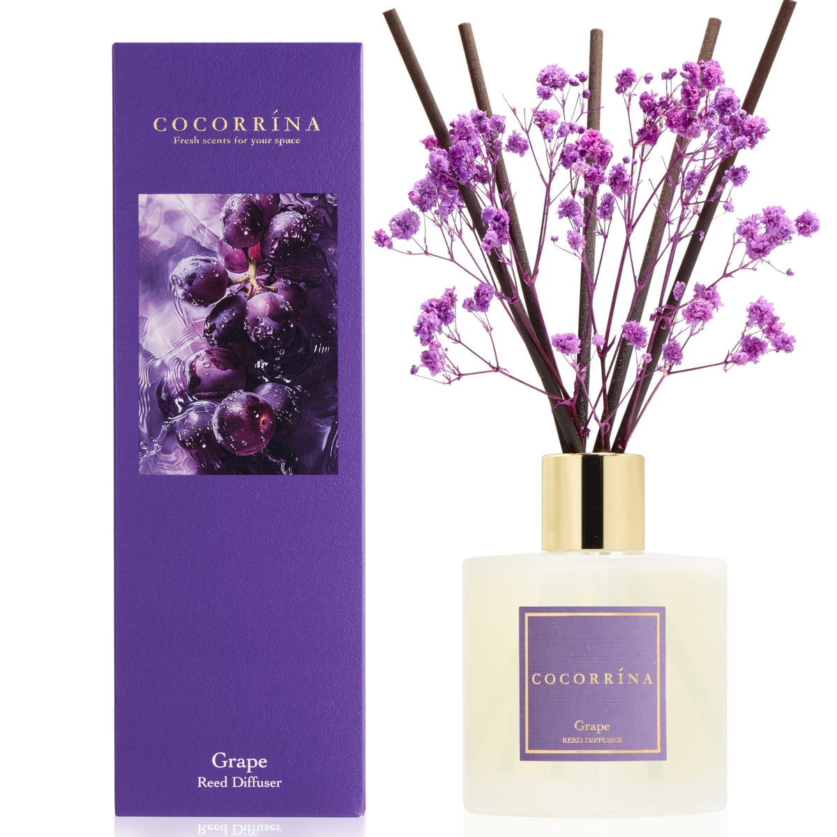 COCORRÍNA Raumduft Reed Diffuser mit 8 Duftstäbchen 200ml- Sauberes Leinen, Natürlich, Langanhaltend, Home Duft ätherisches Öl Reed Diffusor für Badezimmer Regal Dekoration