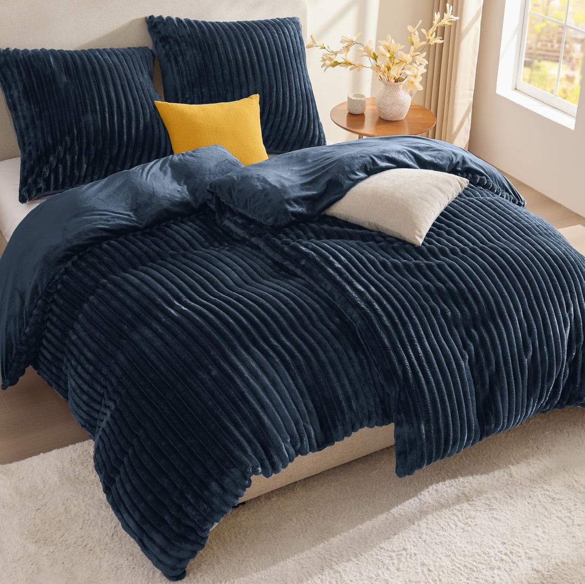 BEDELITE Flanell Bettwäsche 200x200 3teilig Plüsch, Fleece Winter Bettbezug