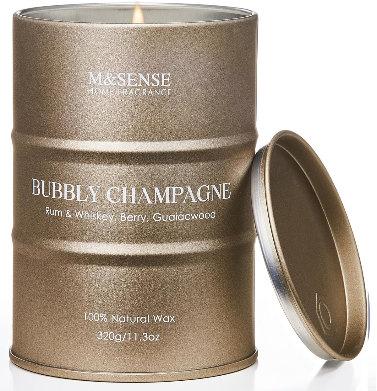 M&SENSE Oud Holz Duftkerze im Glas, groß 600g, natürliches Sojawachs, langanhaltende Brenndauer bis zu 130 Stunden, dekorative Sojakerze für Heim und Wohnzimmer, Geschenk für Männer