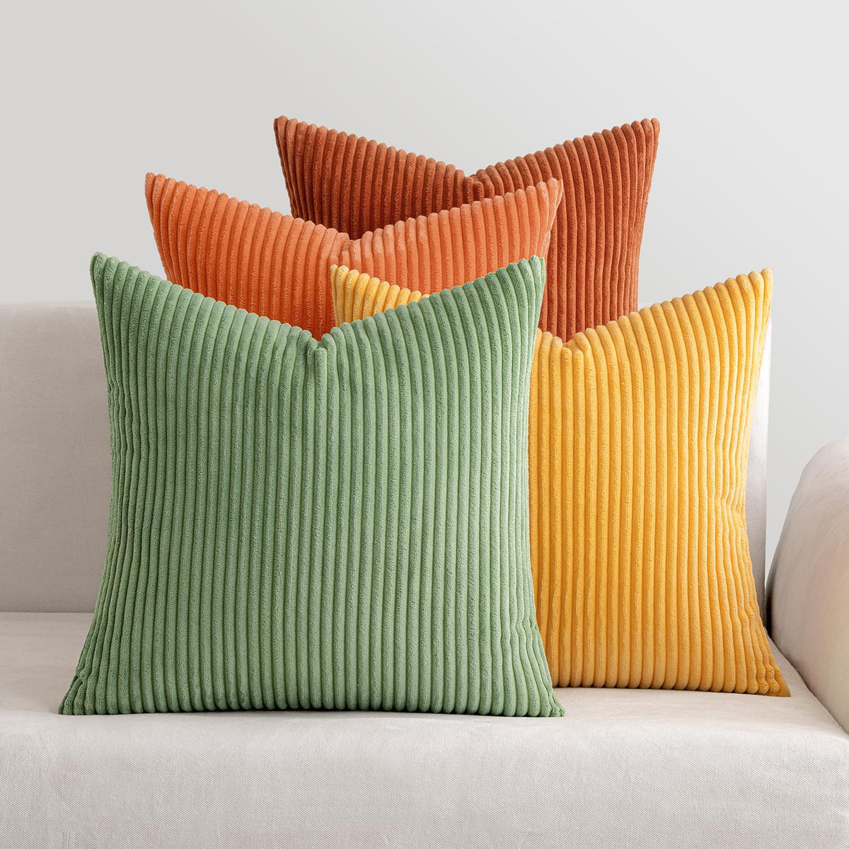 MIULEE Kissenbezug 40x40 4er Set Kordsamt Kissenhülle sofakissen Green