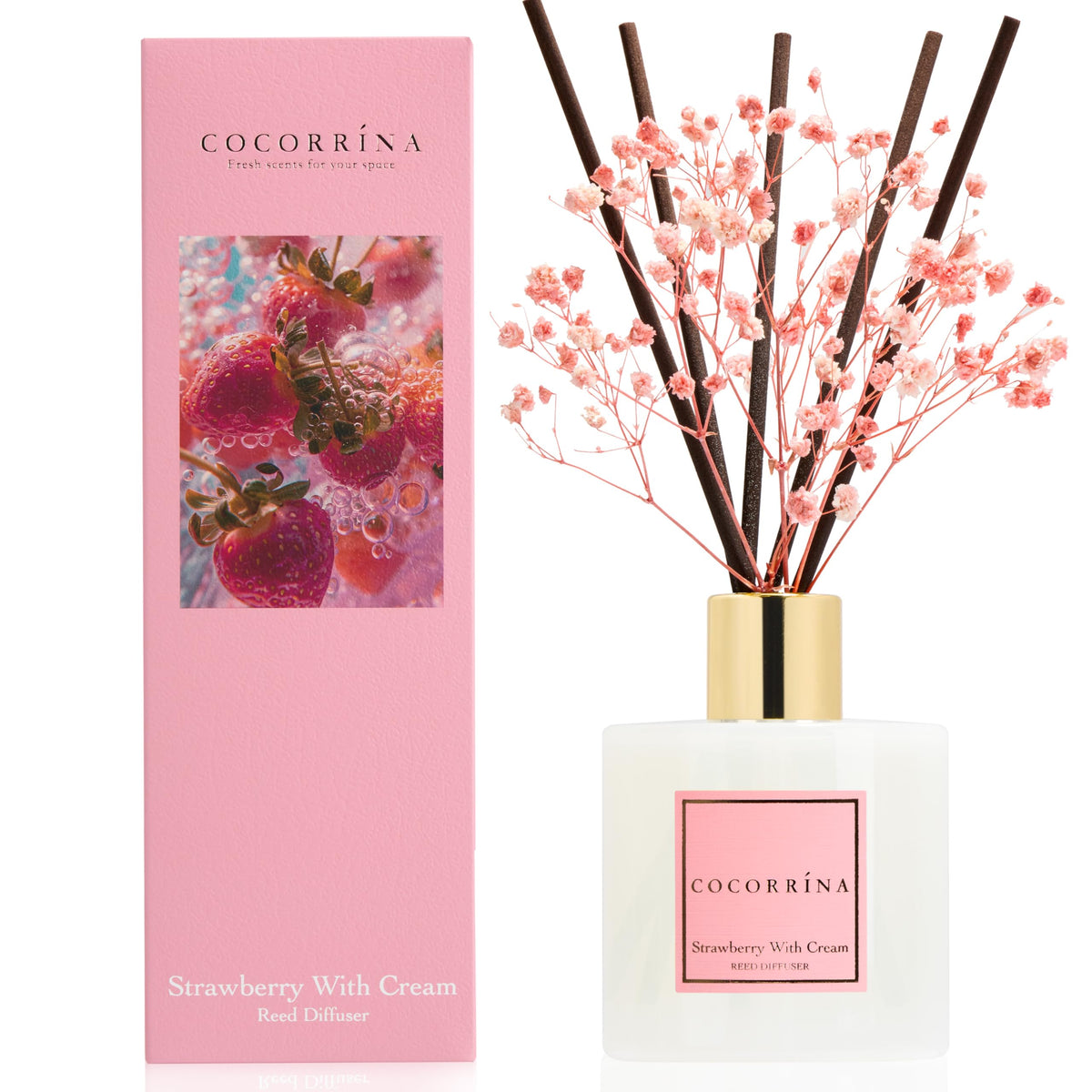 COCORRÍNA Raumduft Reed Diffuser mit 8 Duftstäbchen 200ml- Sauberes Leinen, Natürlich, Langanhaltend, Home Duft ätherisches Öl Reed Diffusor für Badezimmer Regal Dekoration