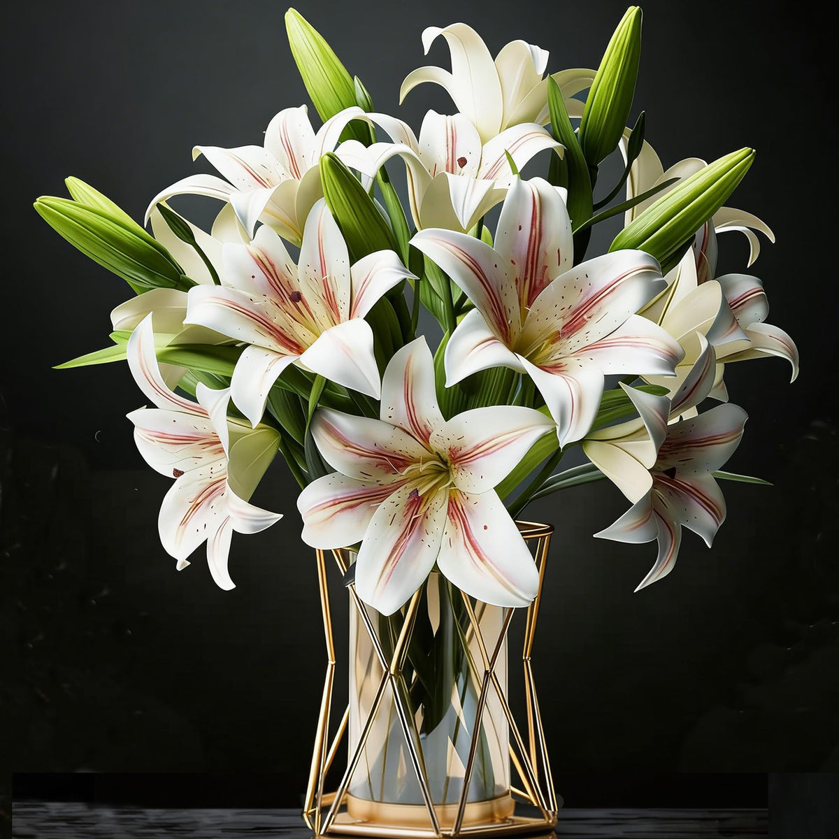 HNVNER 6 Bündel Kunstblumen Lilien, 3D-künstliche Lilien Blumen Rosa