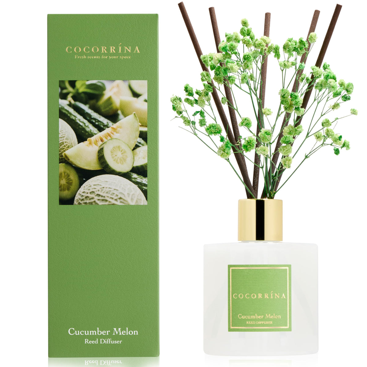 COCORRÍNA Raumduft Reed Diffuser mit 8 Duftstäbchen 200ml- Sauberes Leinen, Natürlich, Langanhaltend, Home Duft ätherisches Öl Reed Diffusor für Badezimmer Regal Dekoration