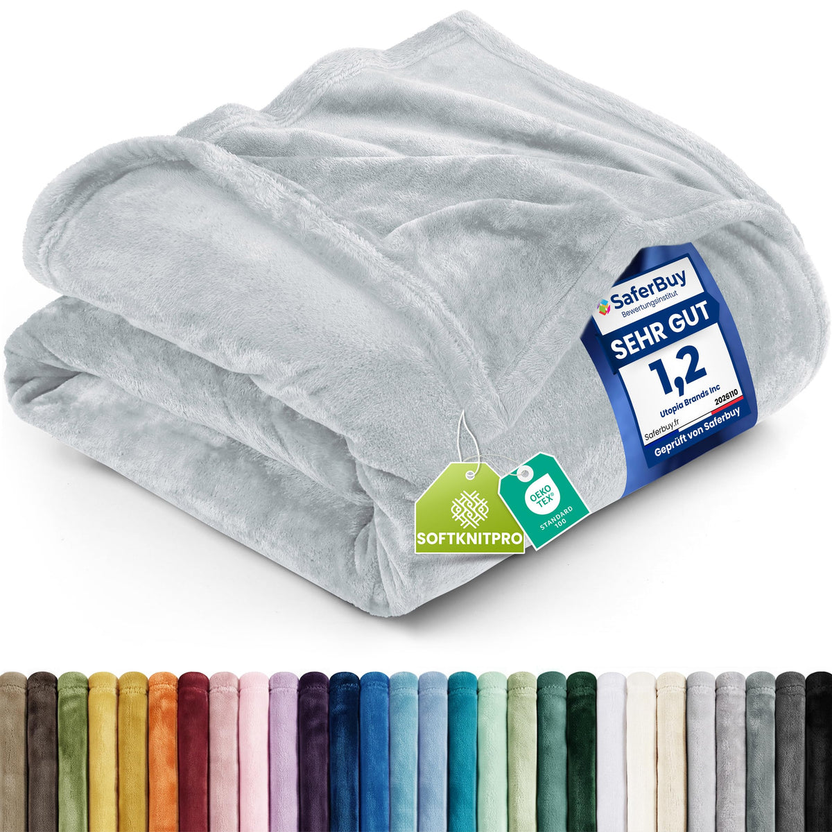 Utopia Bedding Kuscheldecke flauschig Fleecedecke [150x200 cm, Grau]
