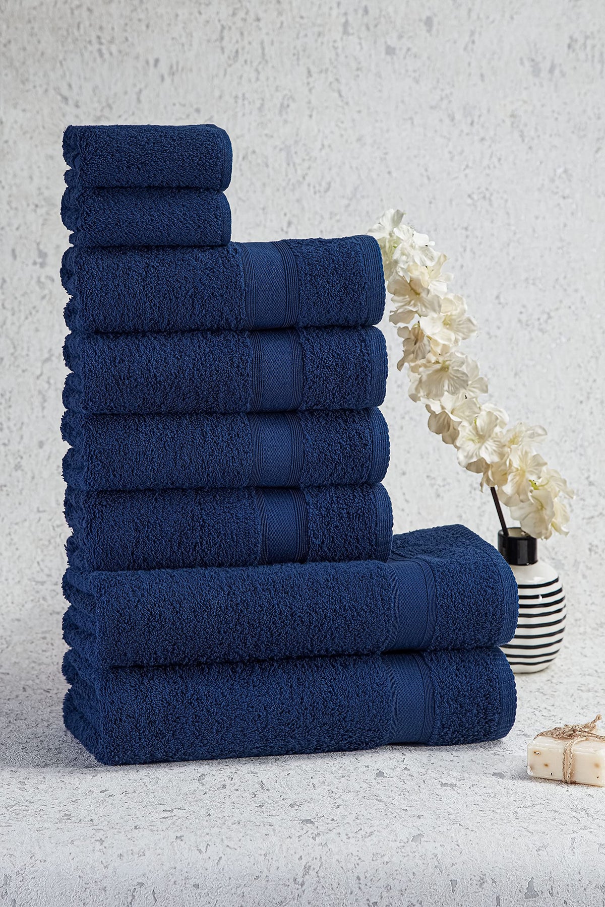 Tuiste Handtücher Set Anthrazit Grau | Handtuch Set 8 Teilig | 2X Badetücher Set, 4X Handtücher, 2X Gästetücher | Weich und Saugstark | Farbe : Anthrazit Grau
