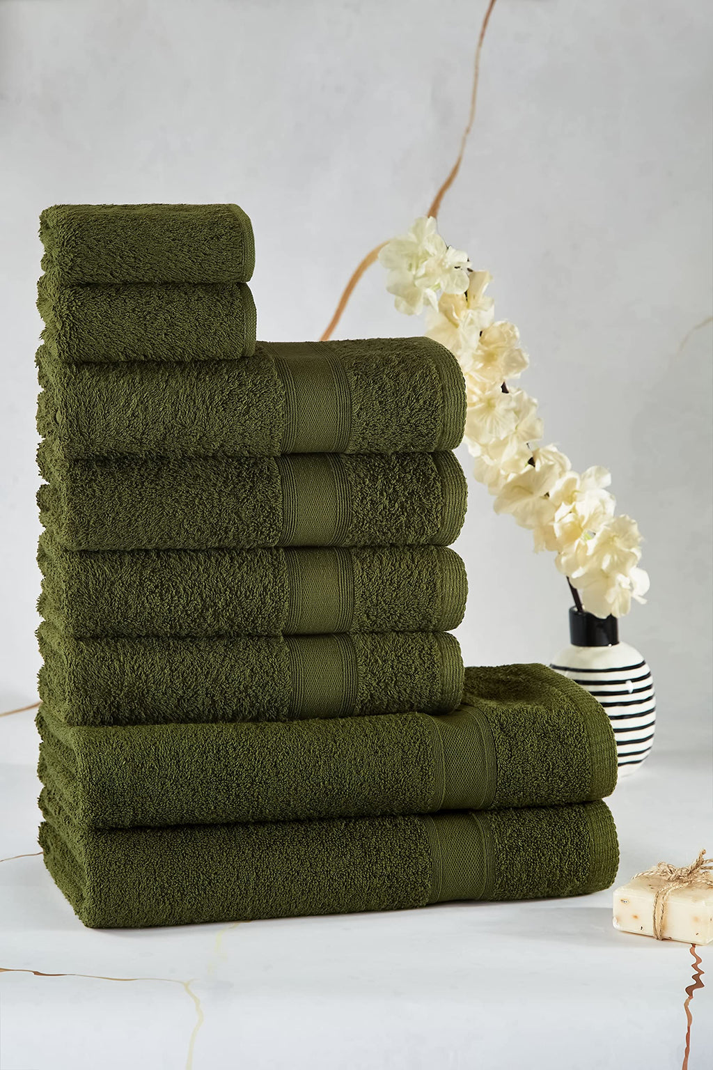 Tuiste Handtücher Set Anthrazit Grau | Handtuch Set 8 Teilig | 2X Badetücher Set, 4X Handtücher, 2X Gästetücher | Weich und Saugstark | Farbe : Anthrazit Grau