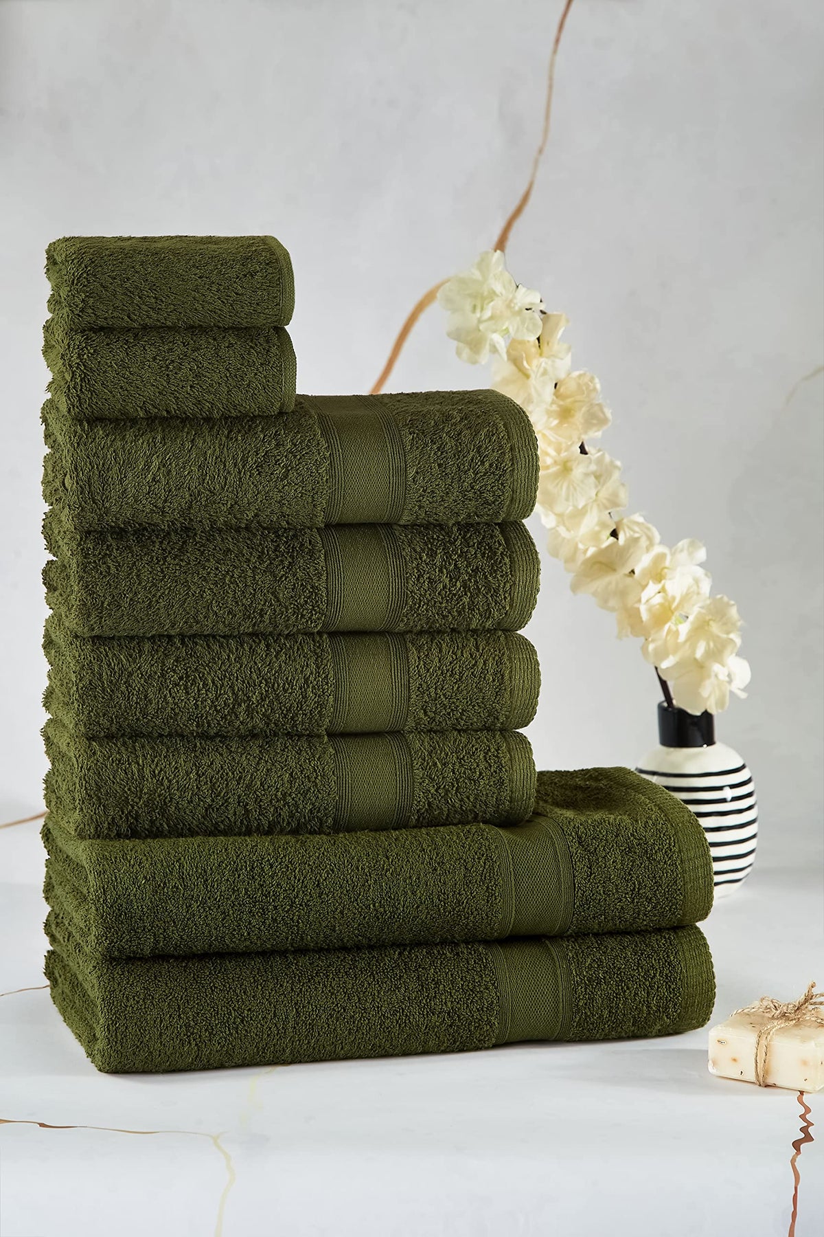 Tuiste Handtücher Set Anthrazit Grau | Handtuch Set 8 Teilig | 2X Badetücher Set, 4X Handtücher, 2X Gästetücher | Weich und Saugstark | Farbe : Anthrazit Grau