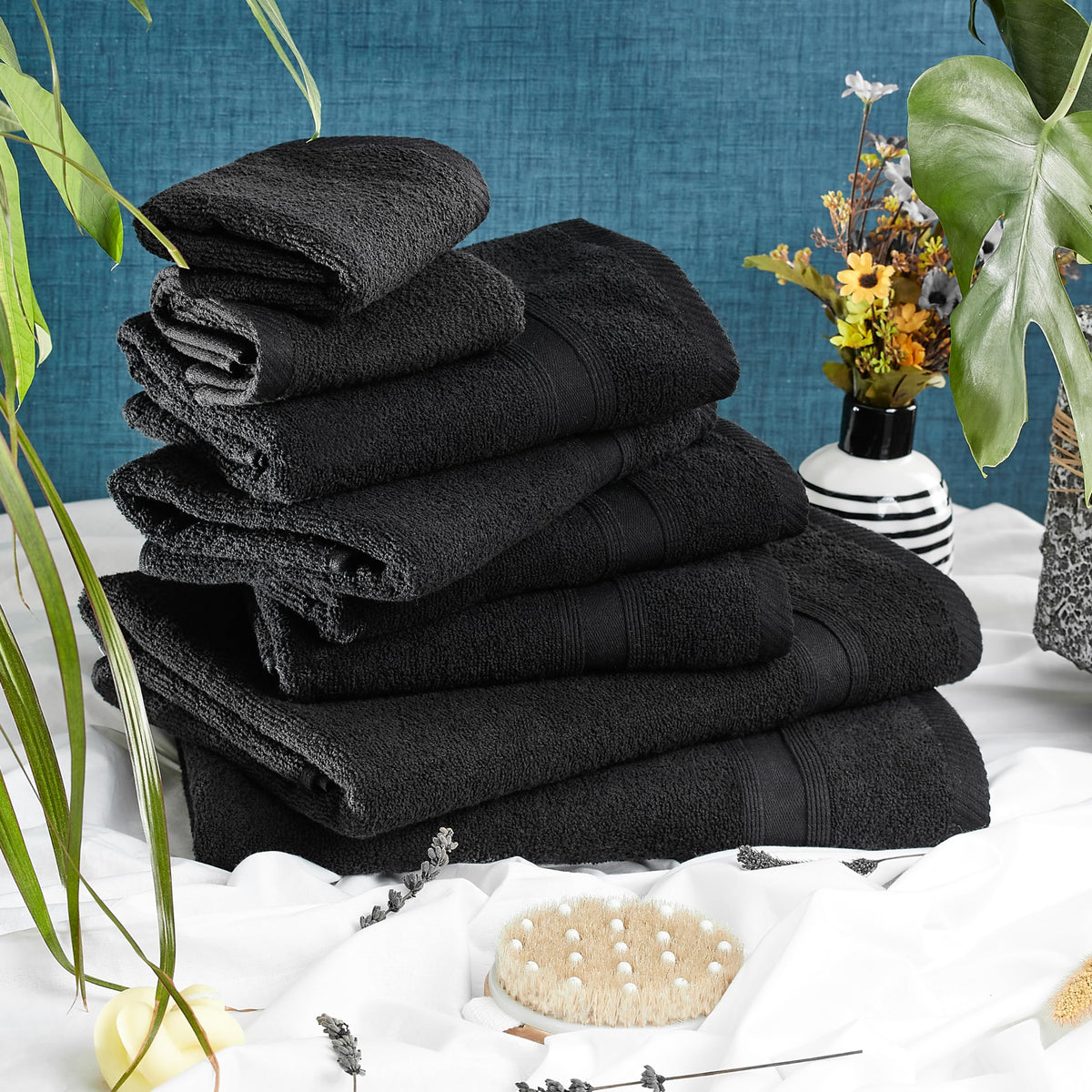 Tuiste Handtücher Set Anthrazit Grau | Handtuch Set 8 Teilig | 2X Badetücher Set, 4X Handtücher, 2X Gästetücher | Weich und Saugstark | Farbe : Anthrazit Grau