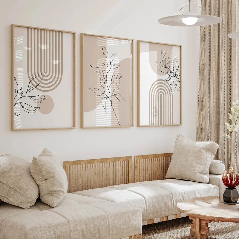 Neutrale Wandkunstdrucke für moderne minimalistische Wohnkultur,