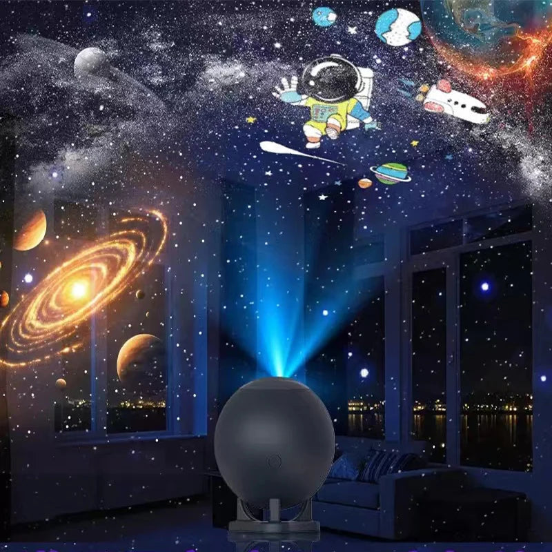 Galaxy Projektor, Sternprojektoren mit 12 Raumfilmen für Schlafzimmer Planetarium Nachtlicht Decke Nebel Wohnzimmer Spielzimmer Dekor