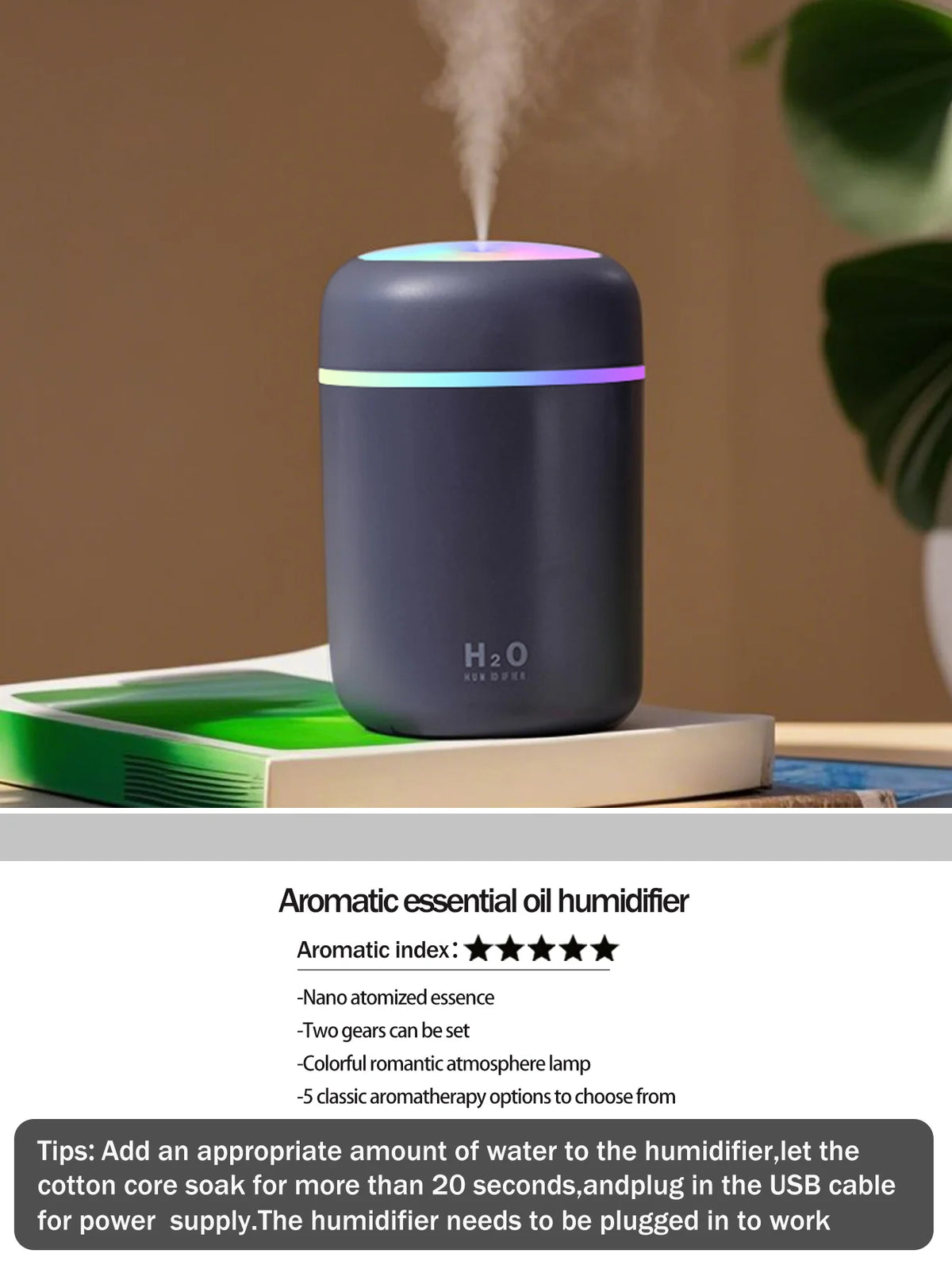 300ml Aromatherapie Diffusor Luftbefeuchter Luftreiniger Auto Home Use Sieben-Farben Licht Aromatherapie Ätherisches Öl