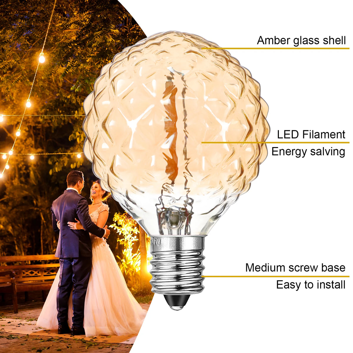Vernetzbare Diamant Outdoor Lichter Girlande E12 220V G40 Wasserdichte Garten Outdoor Lichterketten Geburtstag Dekorative String Licht