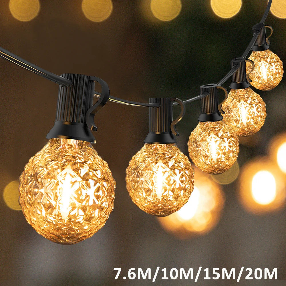 Vernetzbare Diamant Outdoor Lichter Girlande E12 220V G40 Wasserdichte Garten Outdoor Lichterketten Geburtstag Dekorative String Licht