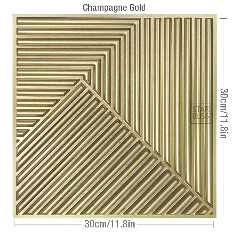 10pcs 3D Wand Panel 30x30cm Gold Mosaik Indoor Wanddekoration für Wohnzimmer Schlafzimmer Hotel Büro Esports Spiel 3D Wandaufkleber